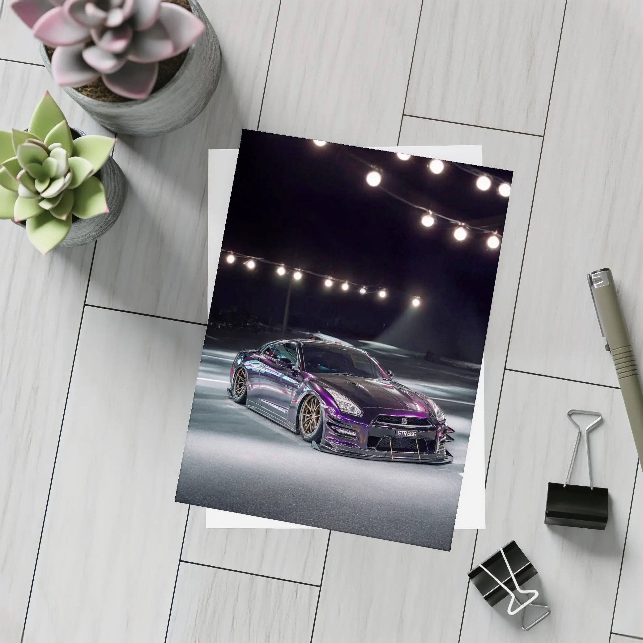 Nissan GT-R Purple Wide Body Night Shot – Postcards
