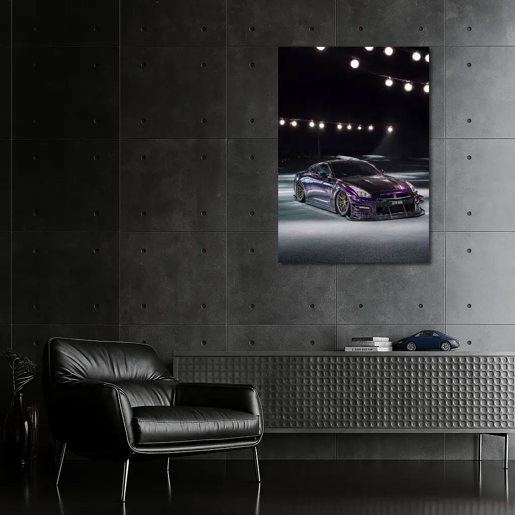Nissan GT-R Purple Wide Body Night Shot – Wall Art