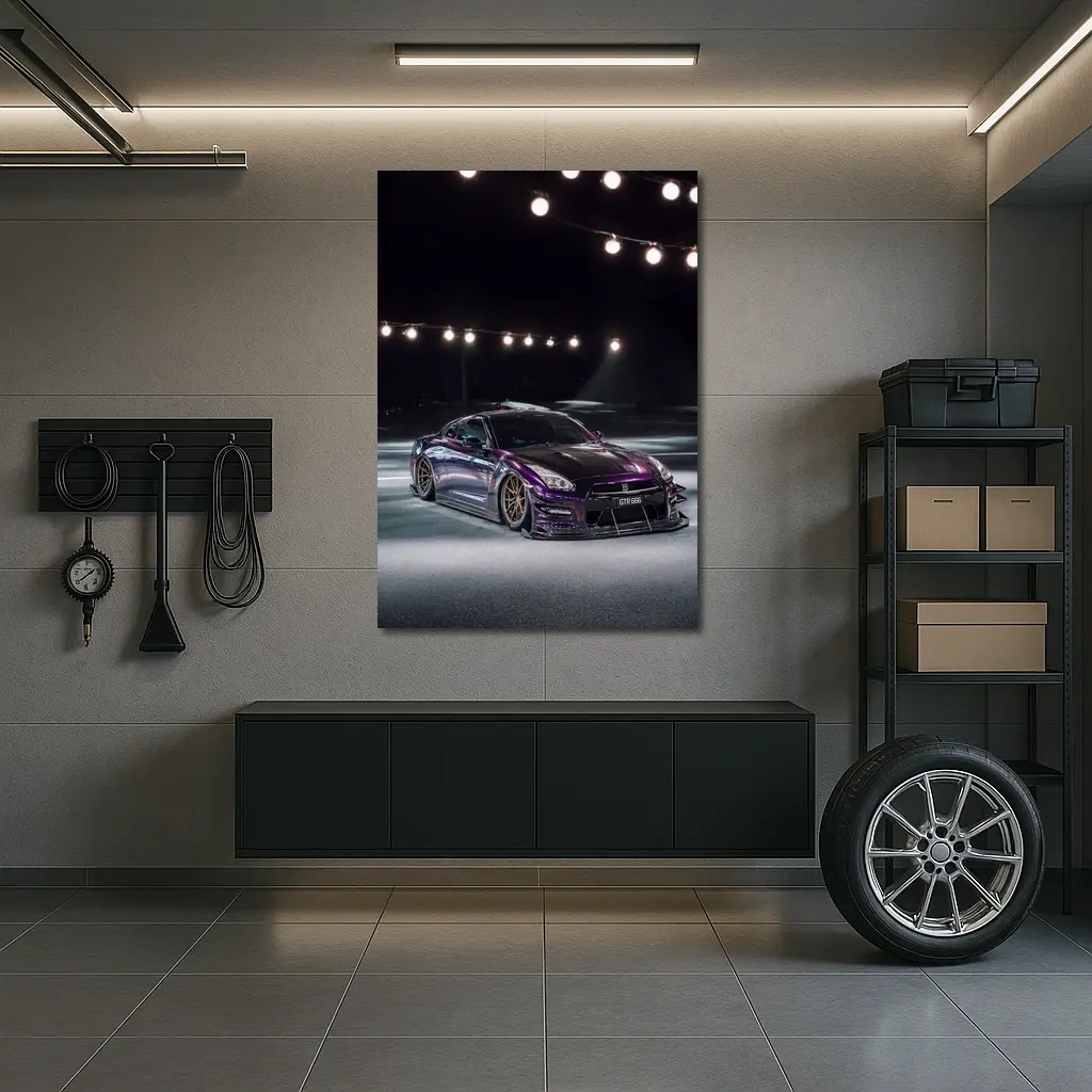 Nissan GT-R Purple Wide Body Night Shot – Wall Art