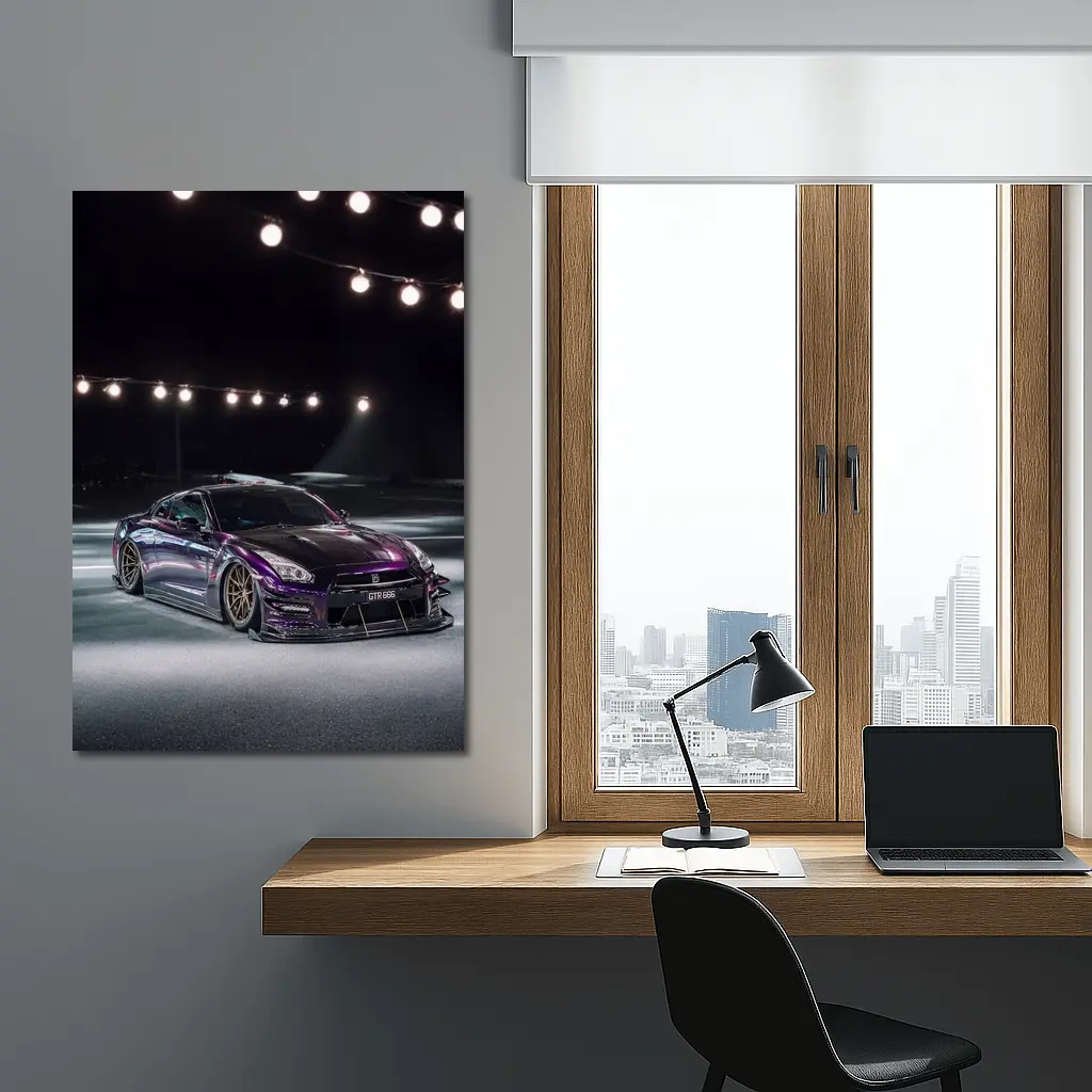 Nissan GT-R Purple Wide Body Night Shot – Wall Art