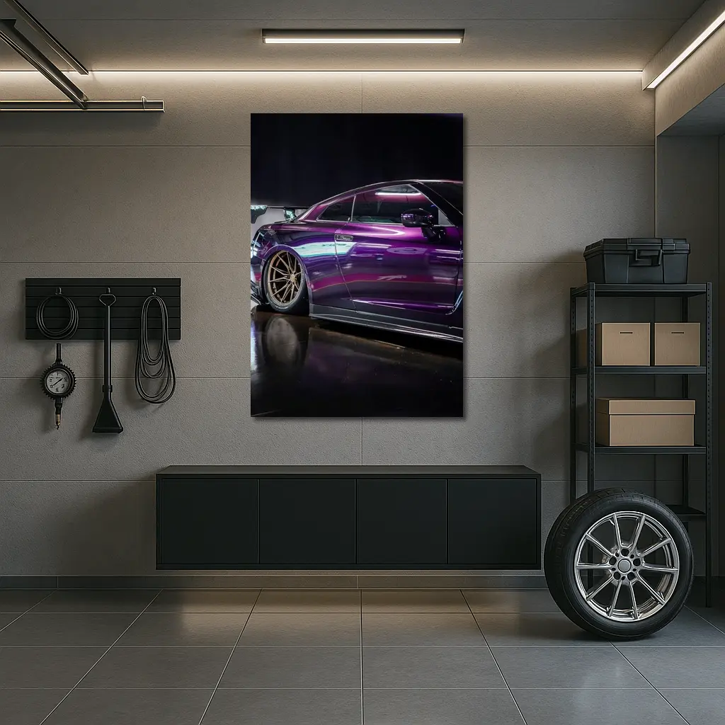 Nissan Skyline GT-R Purple Wide Body Dark Studio – Wall Art