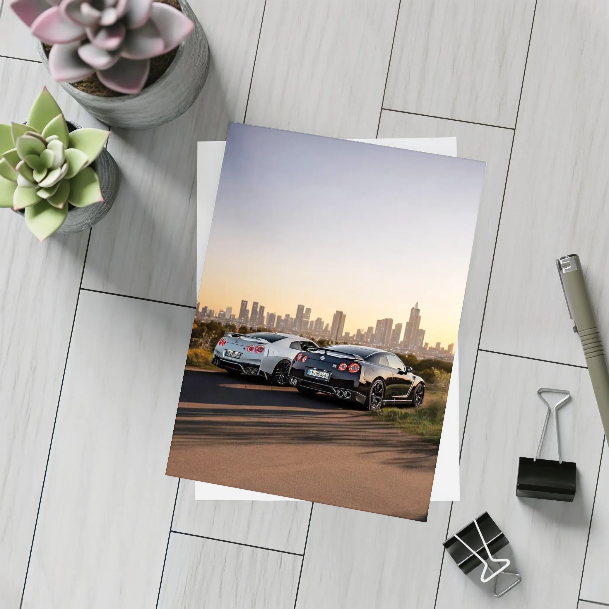 Nissan GT-R Duo City Skyline Sunset – Postcards