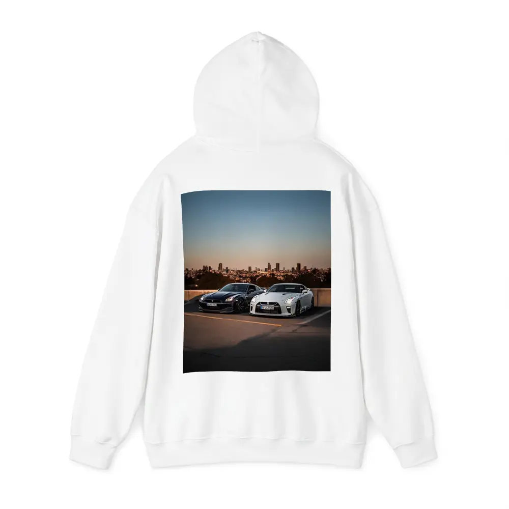 Nissan GT-R Black White City Skyline – Hoodies