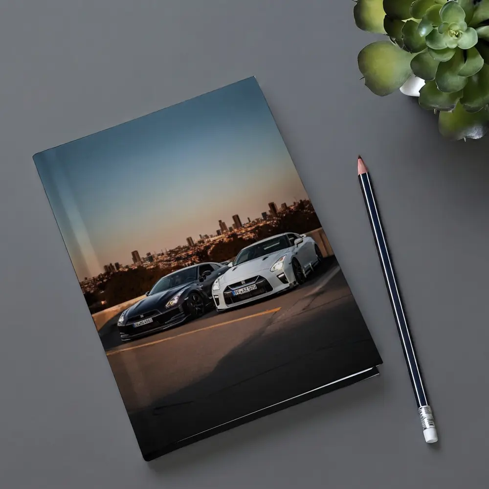 Nissan GT-R Black White City Skyline – Notebooks