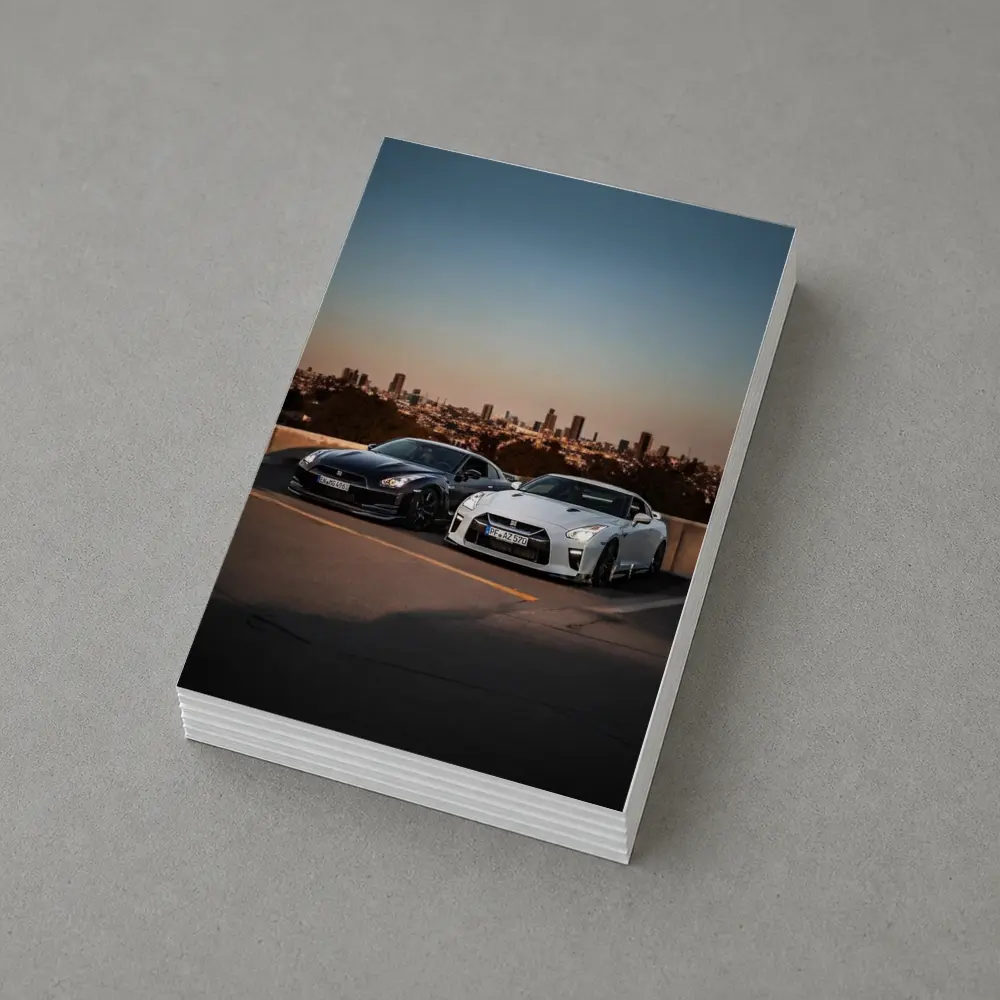Nissan GT-R Black White City Skyline – Postcards