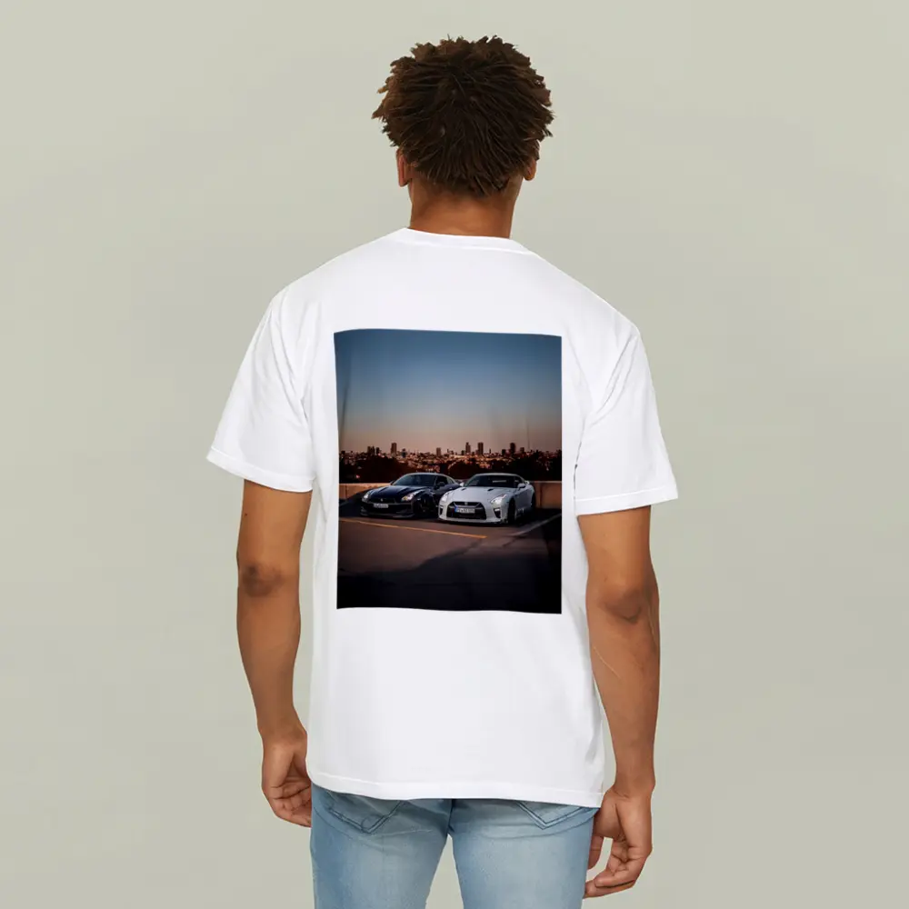 Nissan GT-R Black White City Skyline – T-Shirts