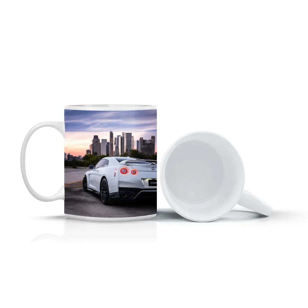 Nissan GT-R White Rear City Skyline – Mugs