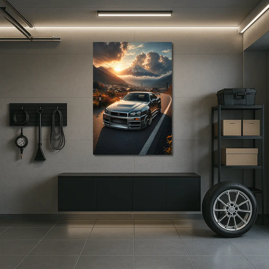 Nissan Skyline GT-R Mount Fuji Sunset – Wall Art