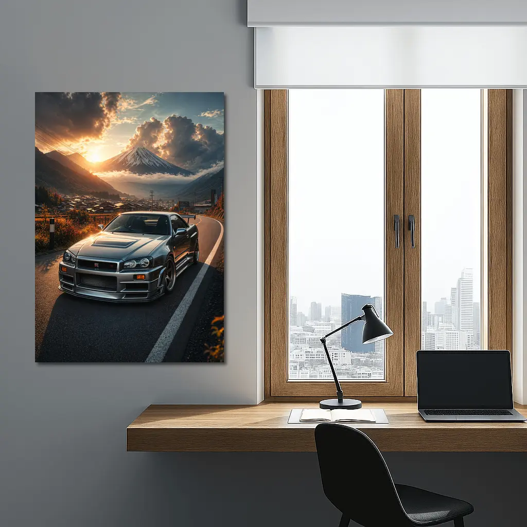 Nissan Skyline GT-R Mount Fuji Sunset – Wall Art