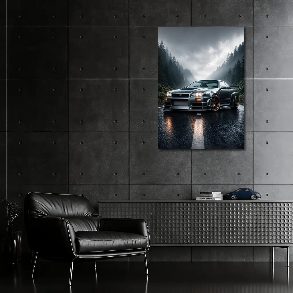 Nissan Skyline GT-R Rainy Forest Road – Wall Art