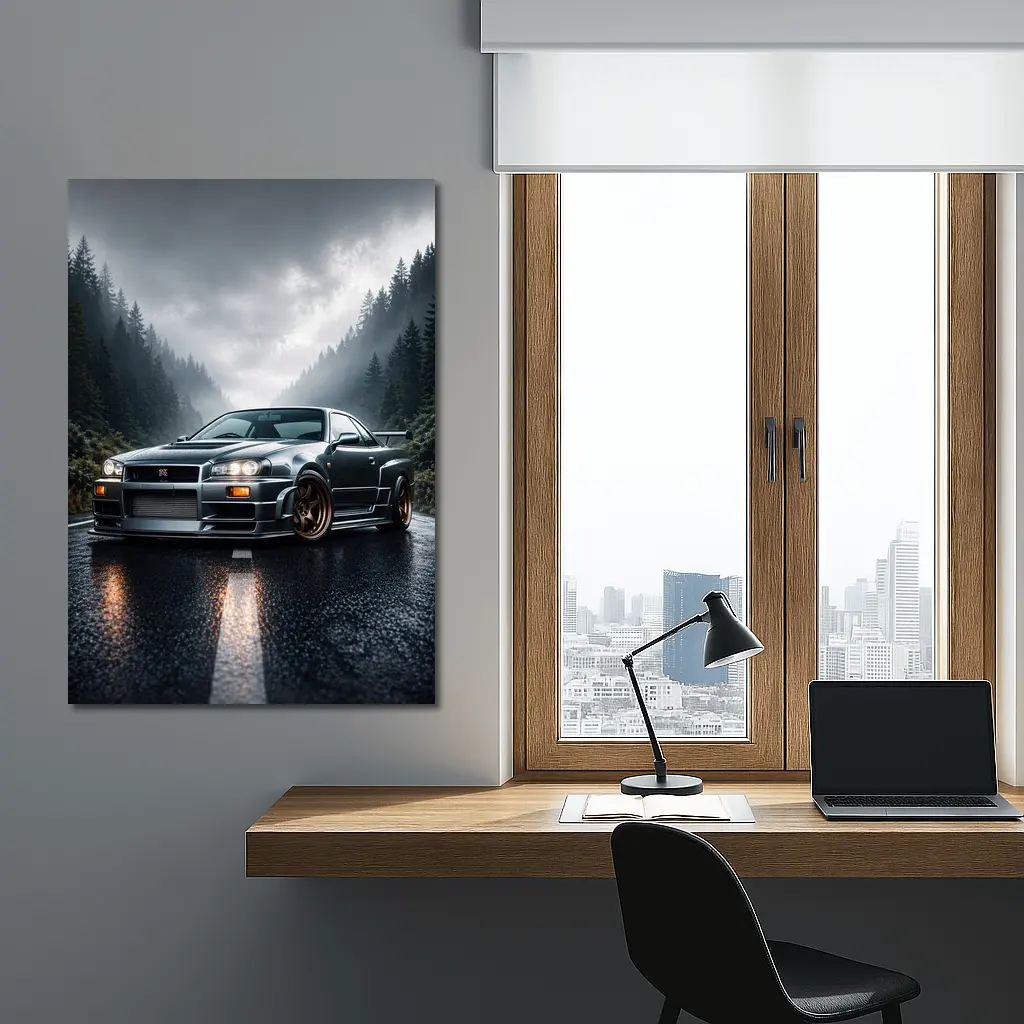 Nissan Skyline GT-R Rainy Forest Road – Wall Art