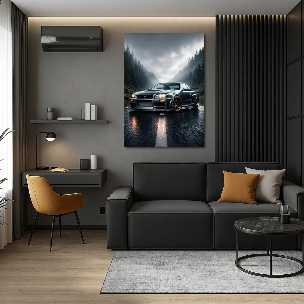Nissan Skyline GT-R Rainy Forest Road – Wall Art