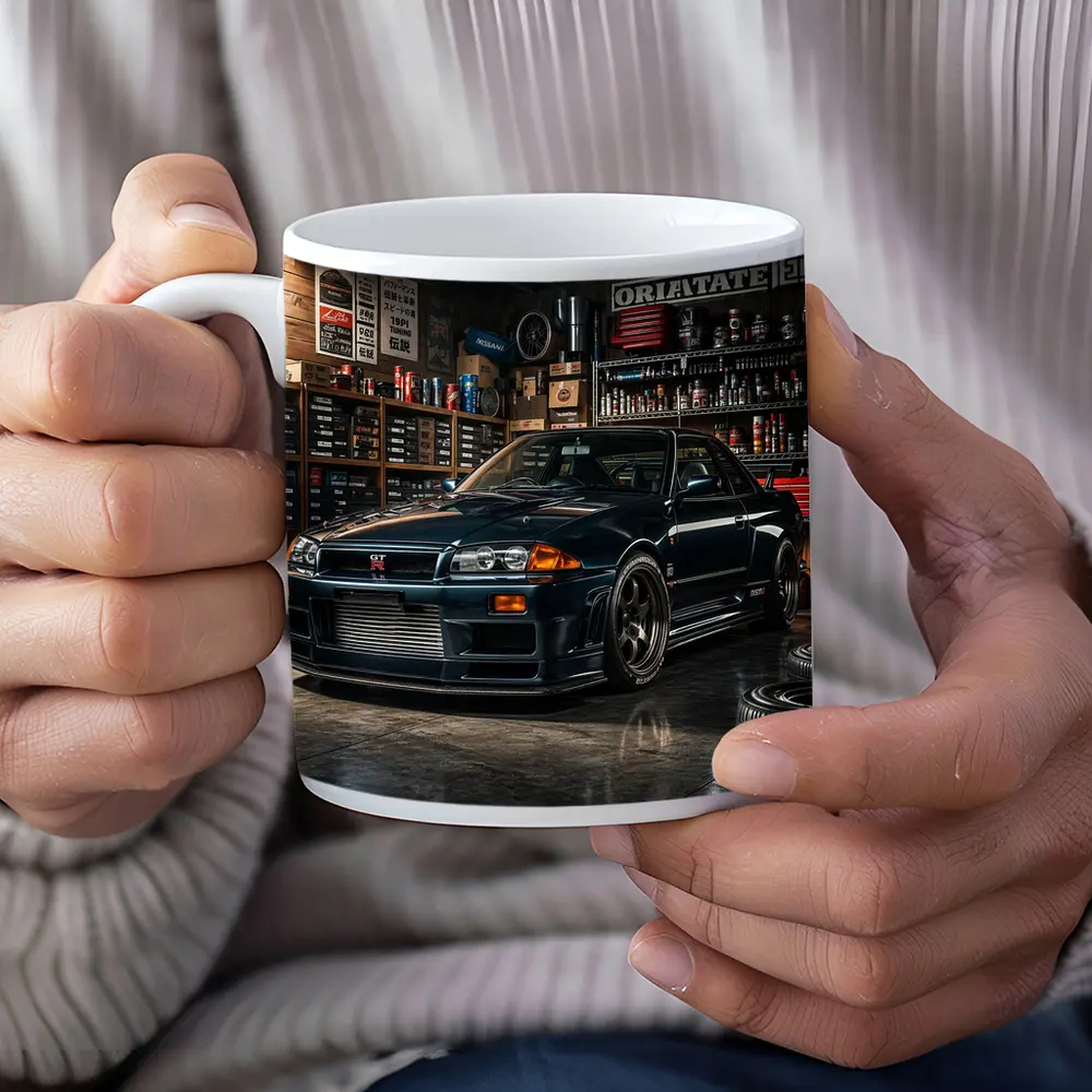 Nissan Skyline GT-R Dark Garage Scene – Mugs
