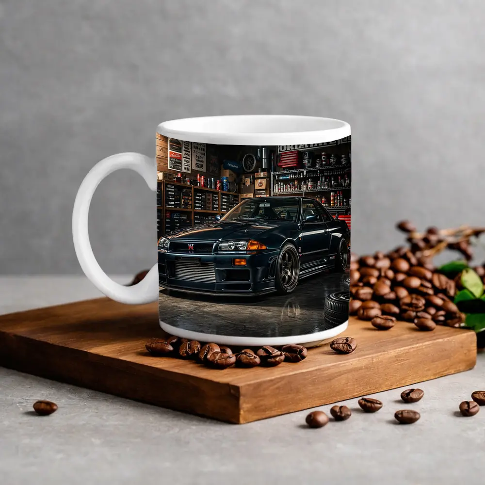 Nissan Skyline GT-R Dark Garage Scene – Mugs