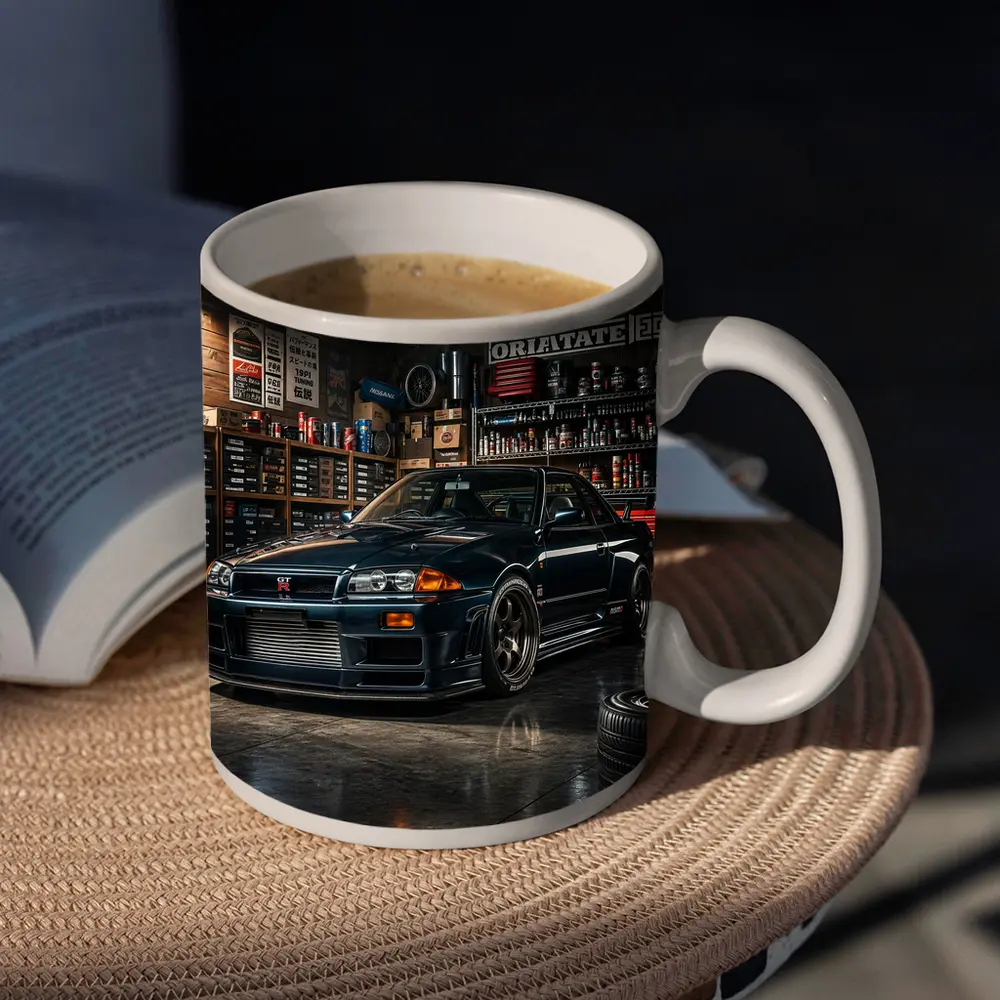 Nissan Skyline GT-R Dark Garage Scene – Mugs