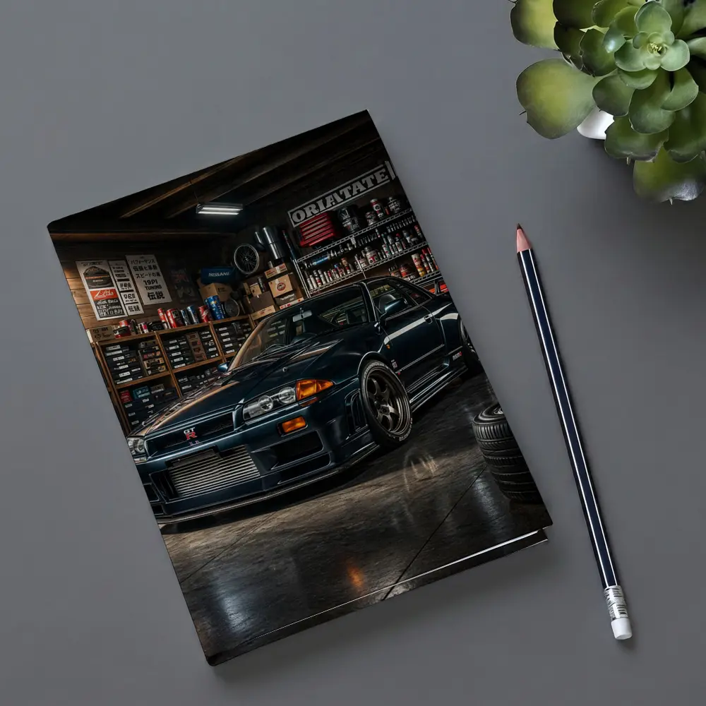 Nissan Skyline GT-R Dark Garage Scene – Notebooks