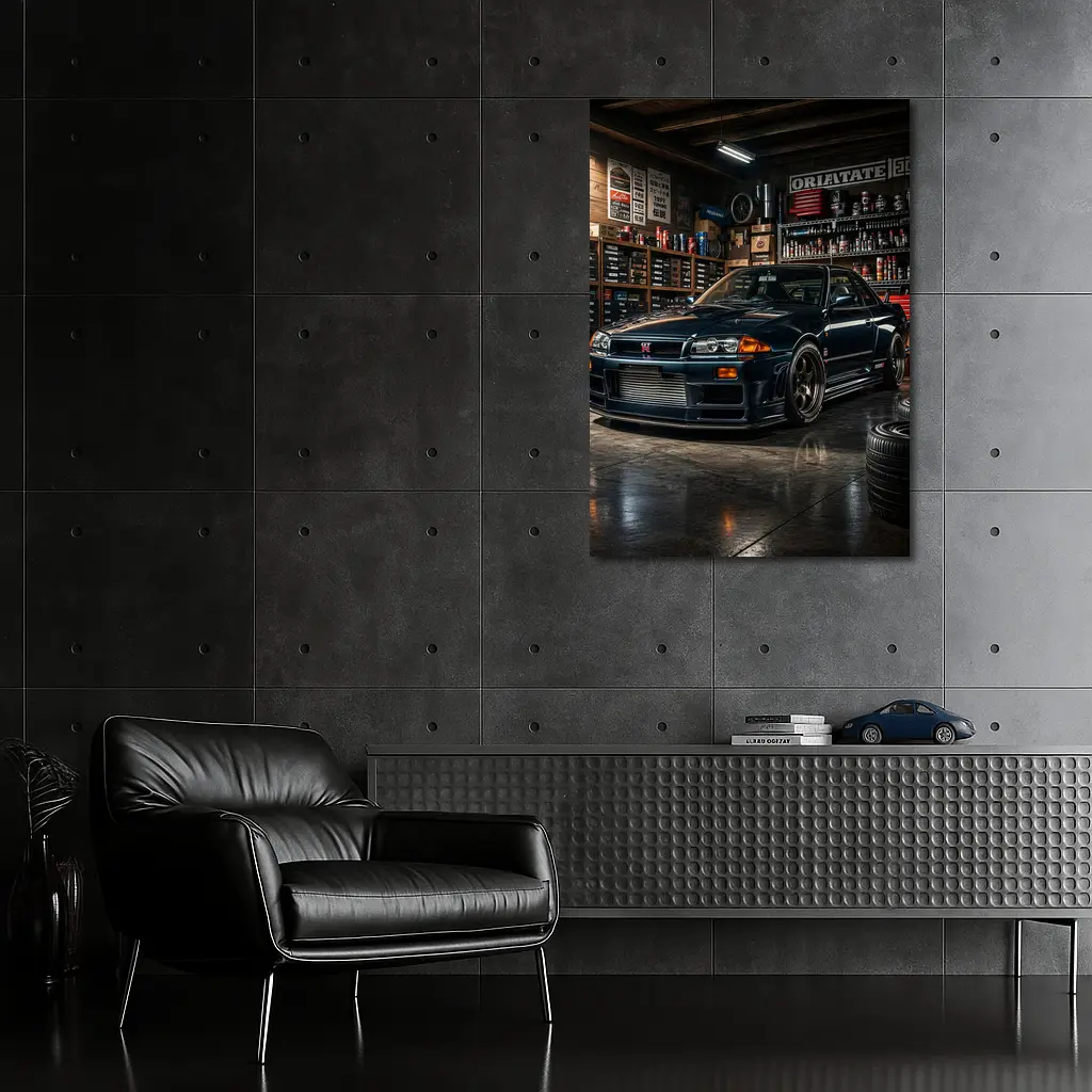 Nissan Skyline GT-R Dark Garage Scene – Wall Art