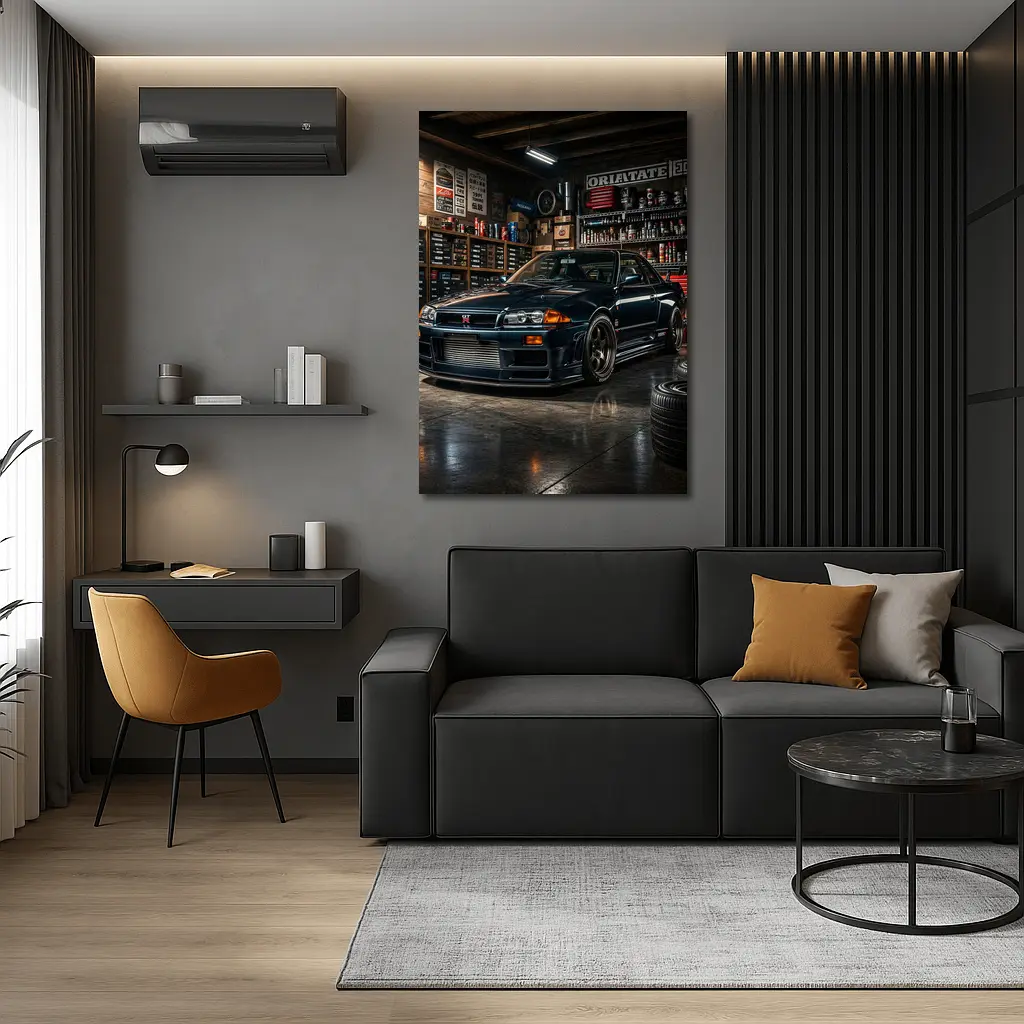 Nissan Skyline GT-R Dark Garage Scene – Wall Art