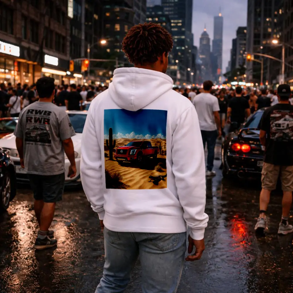 Nissan Titan Red Truck Desert Landscape – Hoodies