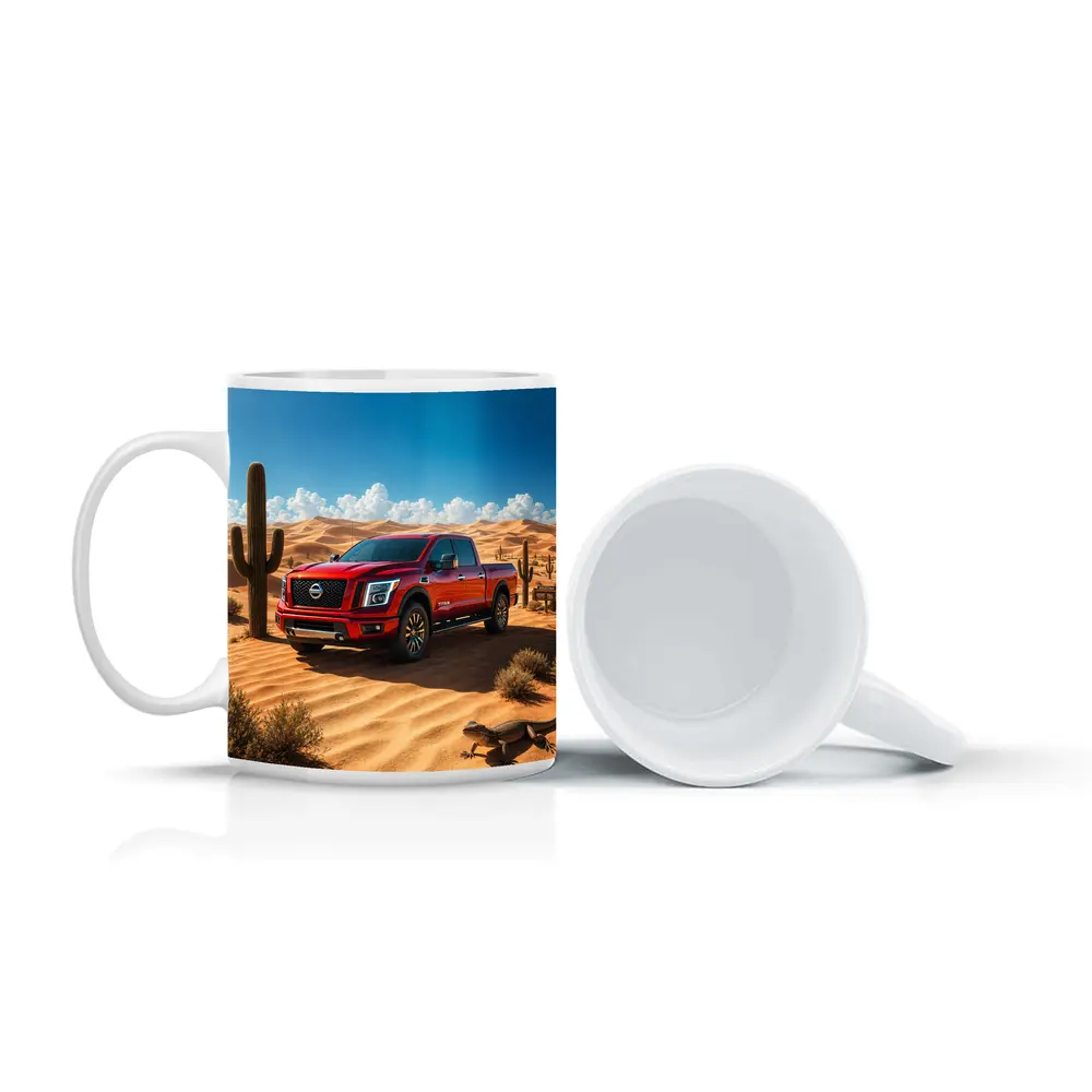 Nissan Titan Red Truck Desert Landscape – Mugs