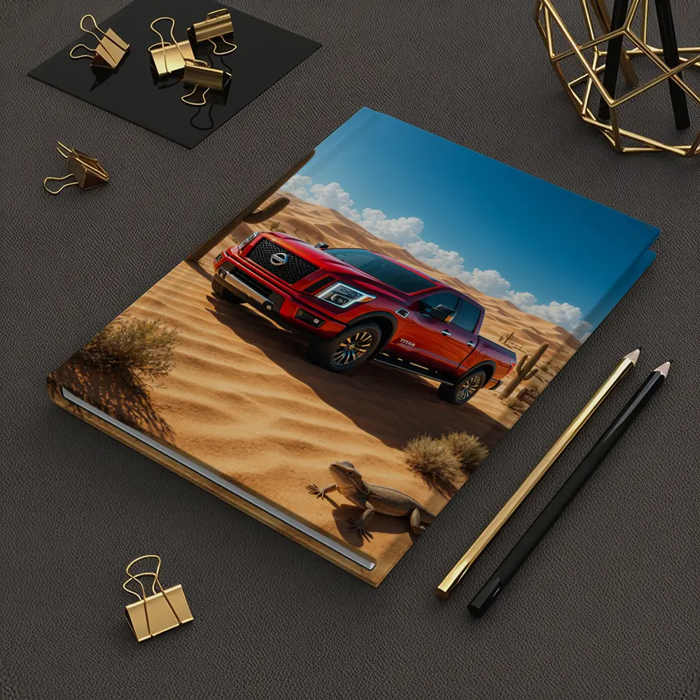 Nissan Titan Red Truck Desert Landscape – Notebooks