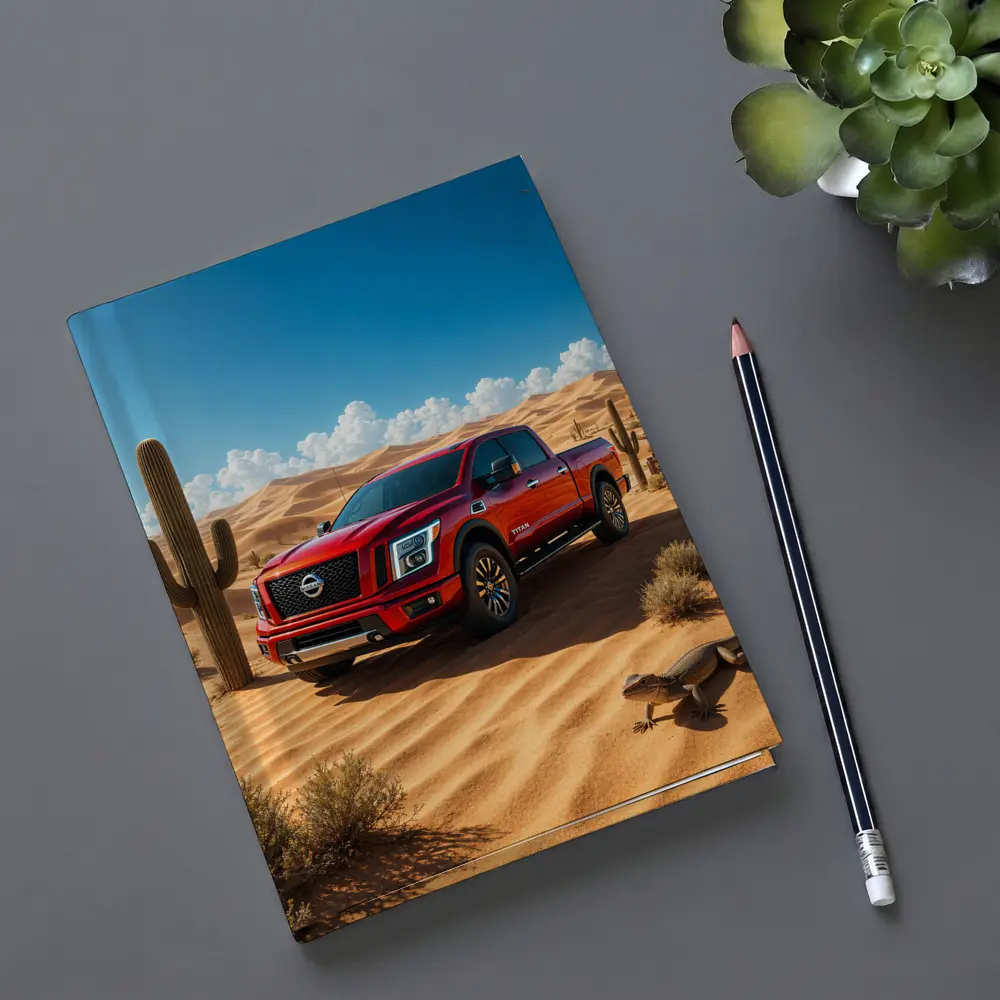 Nissan Titan Red Truck Desert Landscape – Notebooks