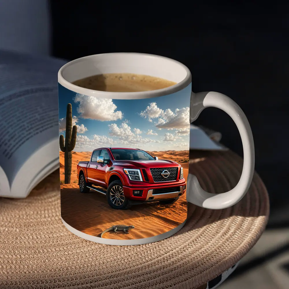 Nissan Titan Red Truck Desert Dunes – Mugs