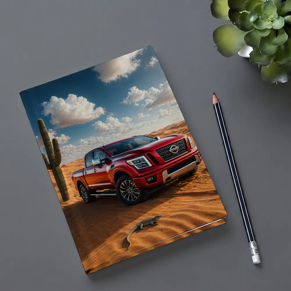 Nissan Titan Red Truck Desert Dunes – Notebooks