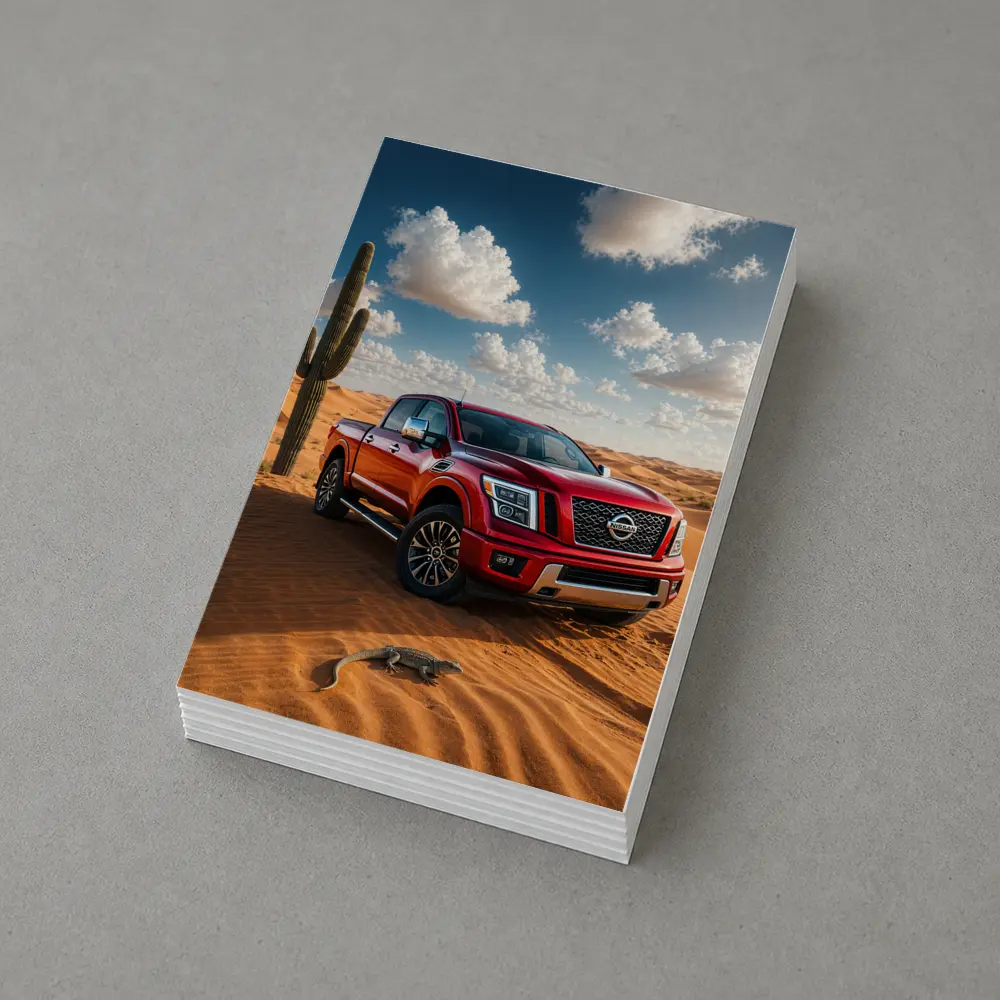 Nissan Titan Red Truck Desert Dunes – Postcards