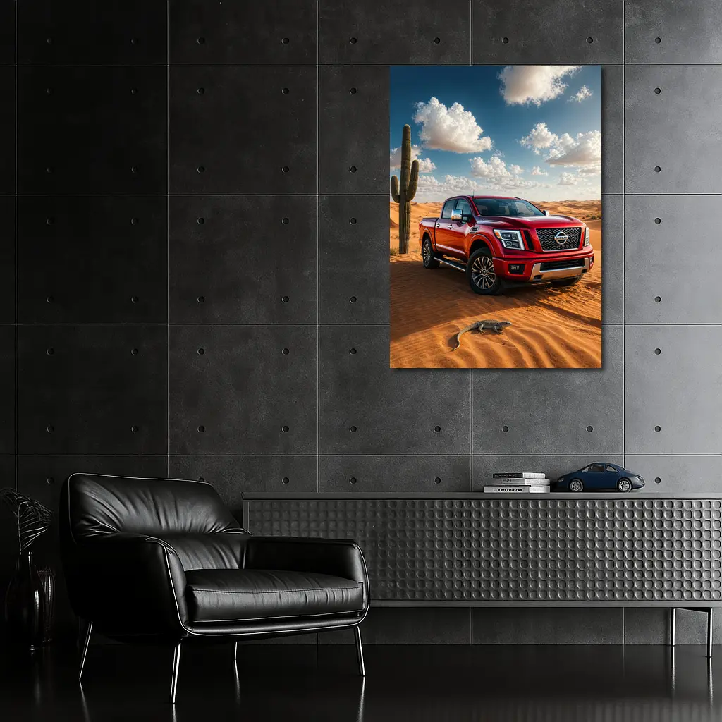 Nissan Titan Red Truck Desert Dunes – Wall Art