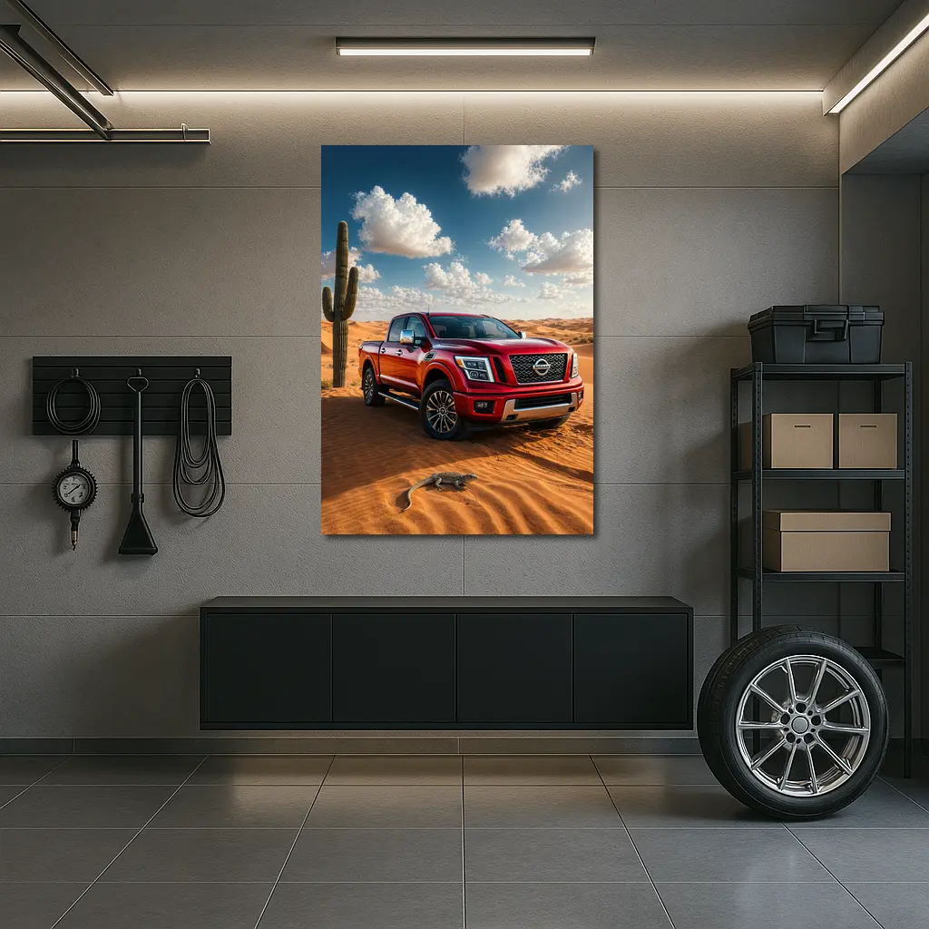 Nissan Titan Red Truck Desert Dunes – Wall Art