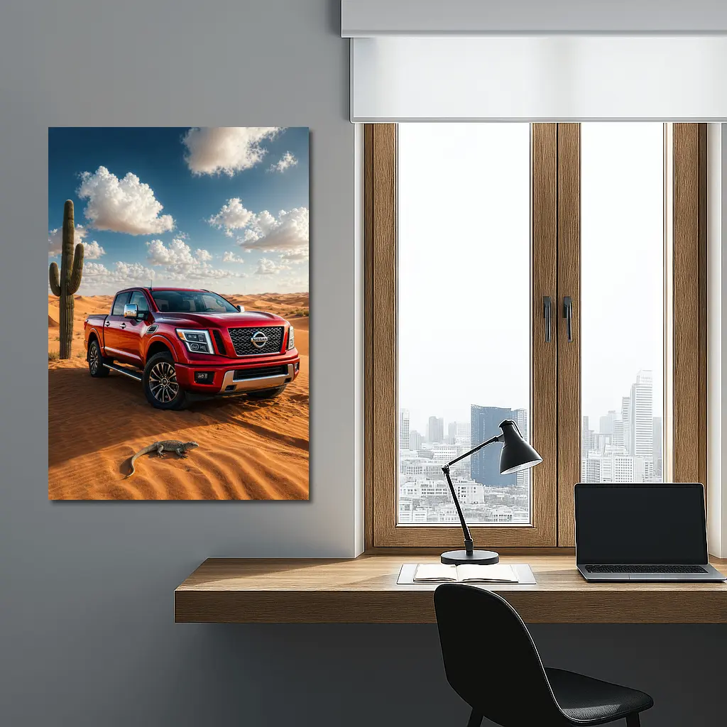 Nissan Titan Red Truck Desert Dunes – Wall Art