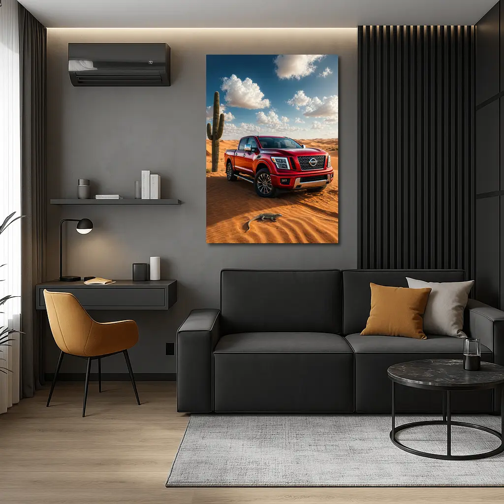 Nissan Titan Red Truck Desert Dunes – Wall Art