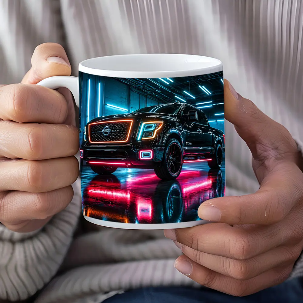 Nissan Titan Neon Lit Garage Night – Mugs