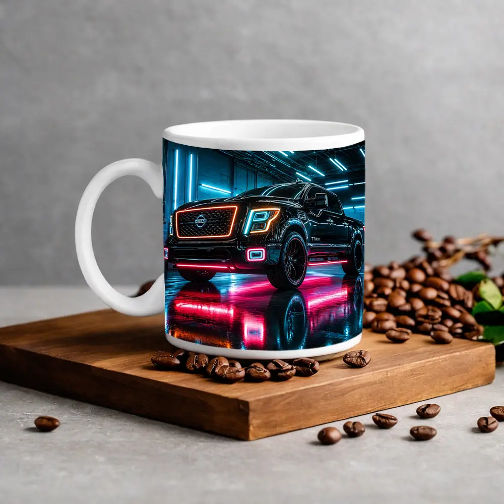 Nissan Titan Neon Lit Garage Night – Mugs