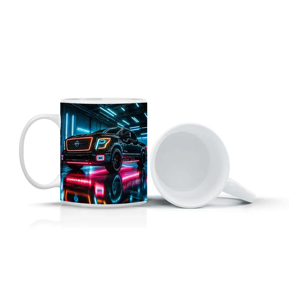 Nissan Titan Neon Lit Garage Night – Mugs