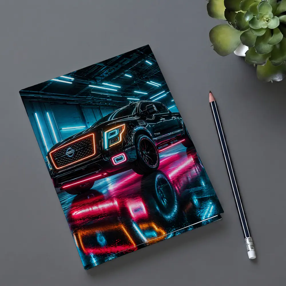 Nissan Titan Neon Lit Garage Night – Notebooks