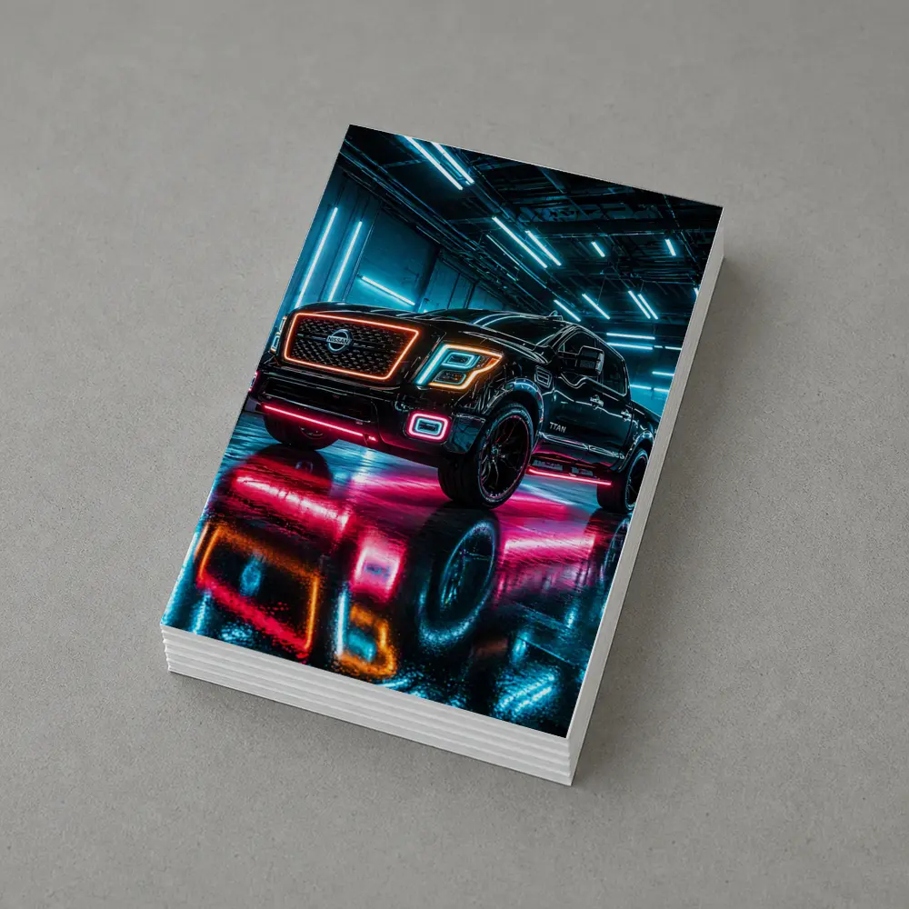 Nissan Titan Neon Lit Garage Night – Postcards