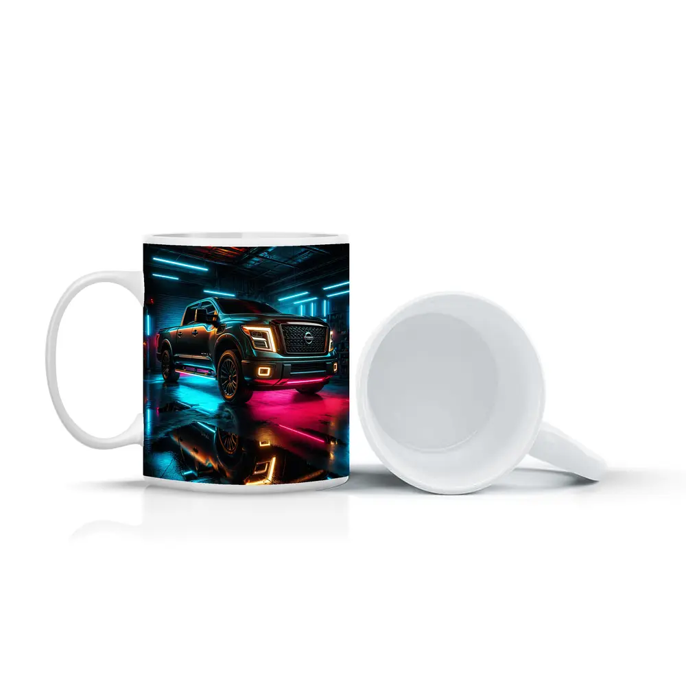 Nissan Titan Neon Garage Night Scene – Mugs
