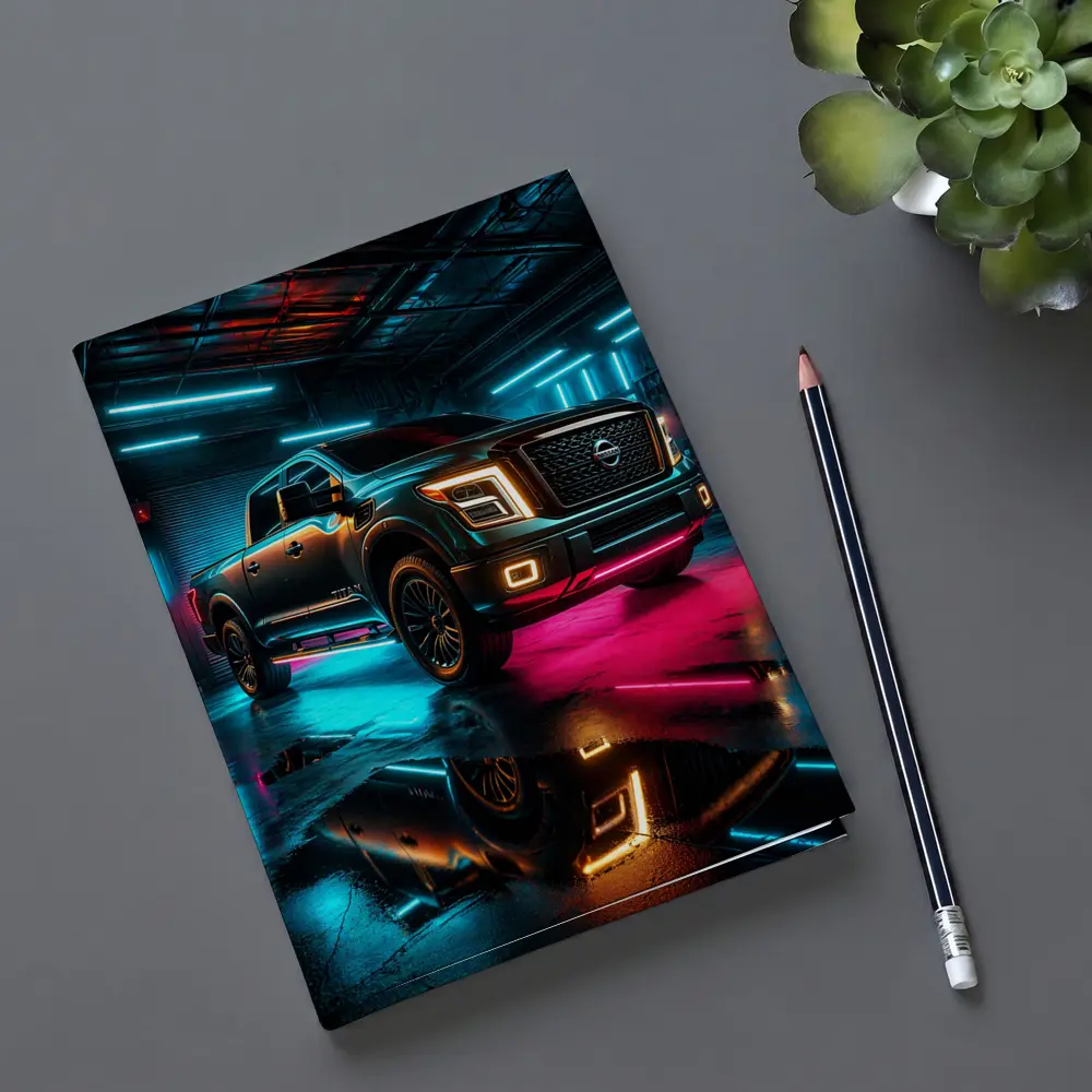 Nissan Titan Neon Garage Night Scene – Notebooks