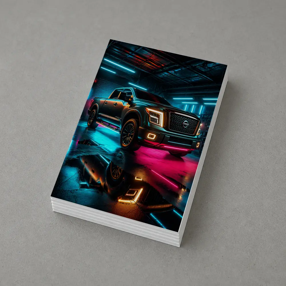 Nissan Titan Neon Garage Night Scene – Postcards