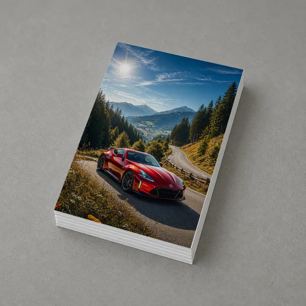 Nissan Z Red Sports Car Mountain Road – Postcards