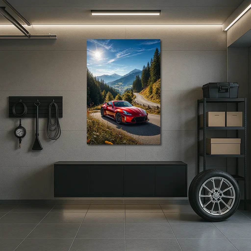 Nissan Z Red Sports Car Mountain Road – Wall Art