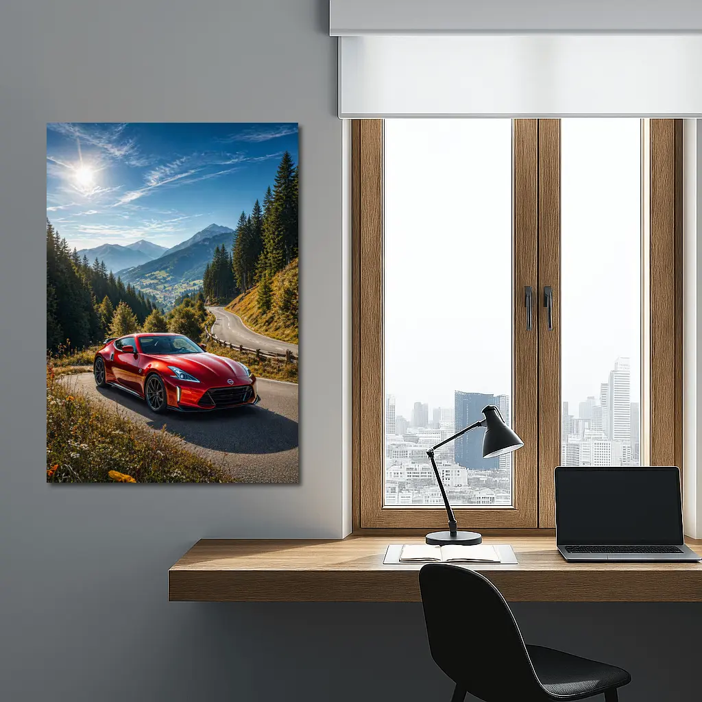 Nissan Z Red Sports Car Mountain Road – Wall Art