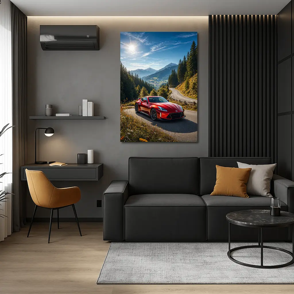 Nissan Z Red Sports Car Mountain Road – Wall Art