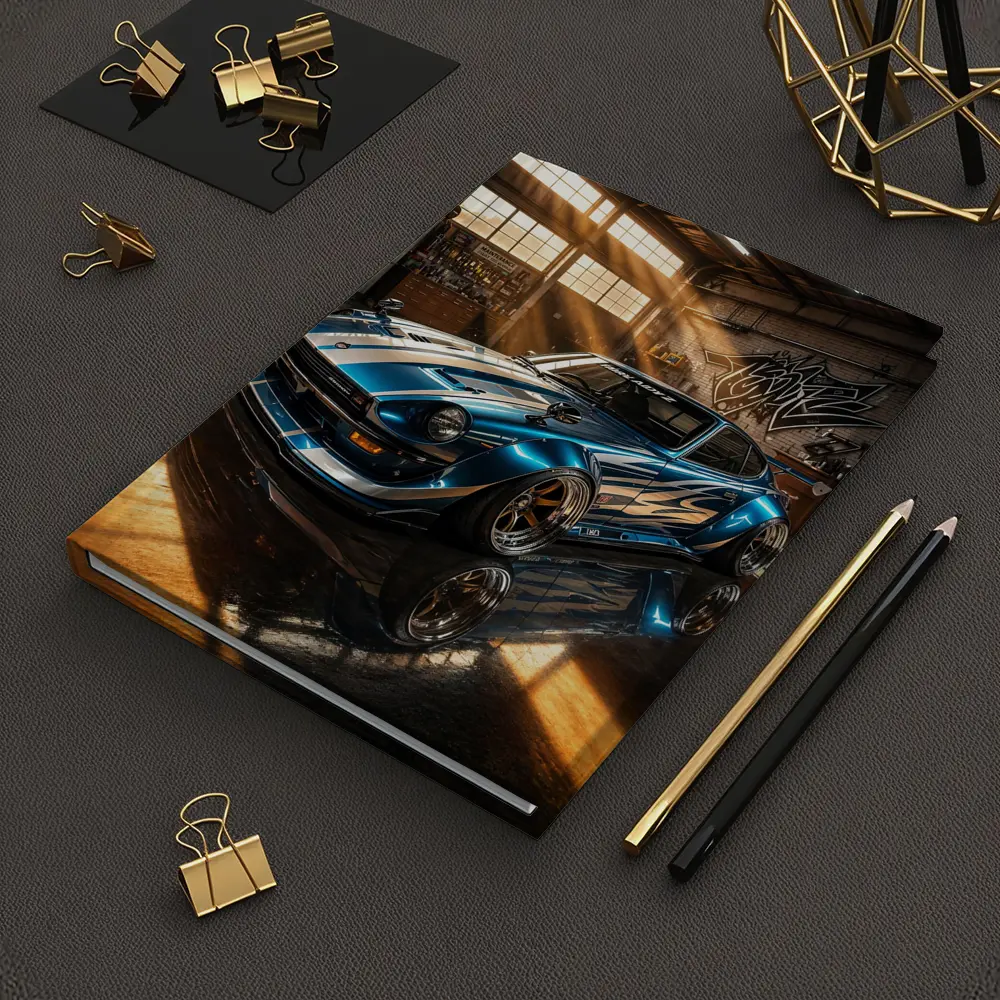Nissan Z Custom Blue Garage Workshop Scene – Notebooks