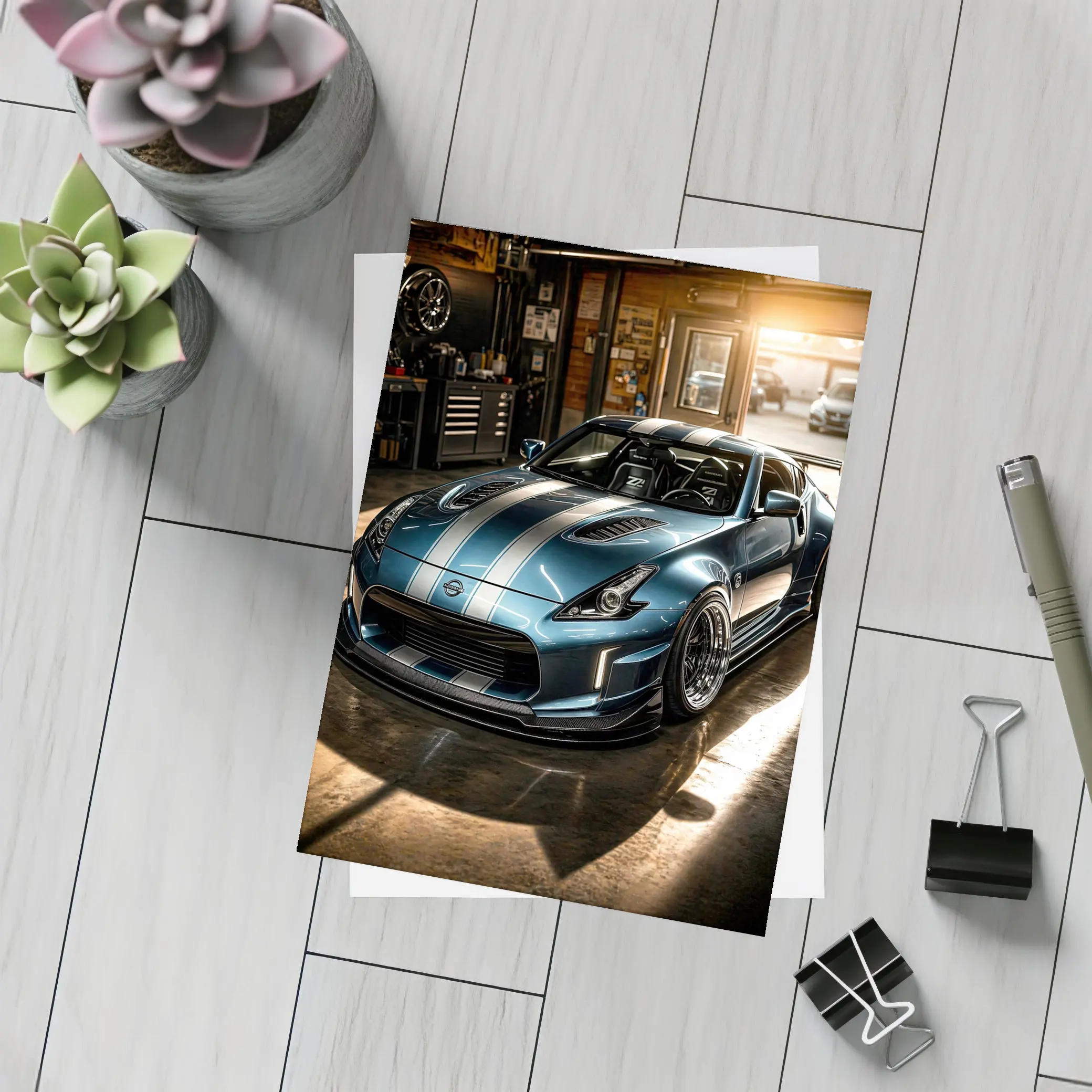 Nissan 370Z Wide Body Build Garage Scene – Postcards