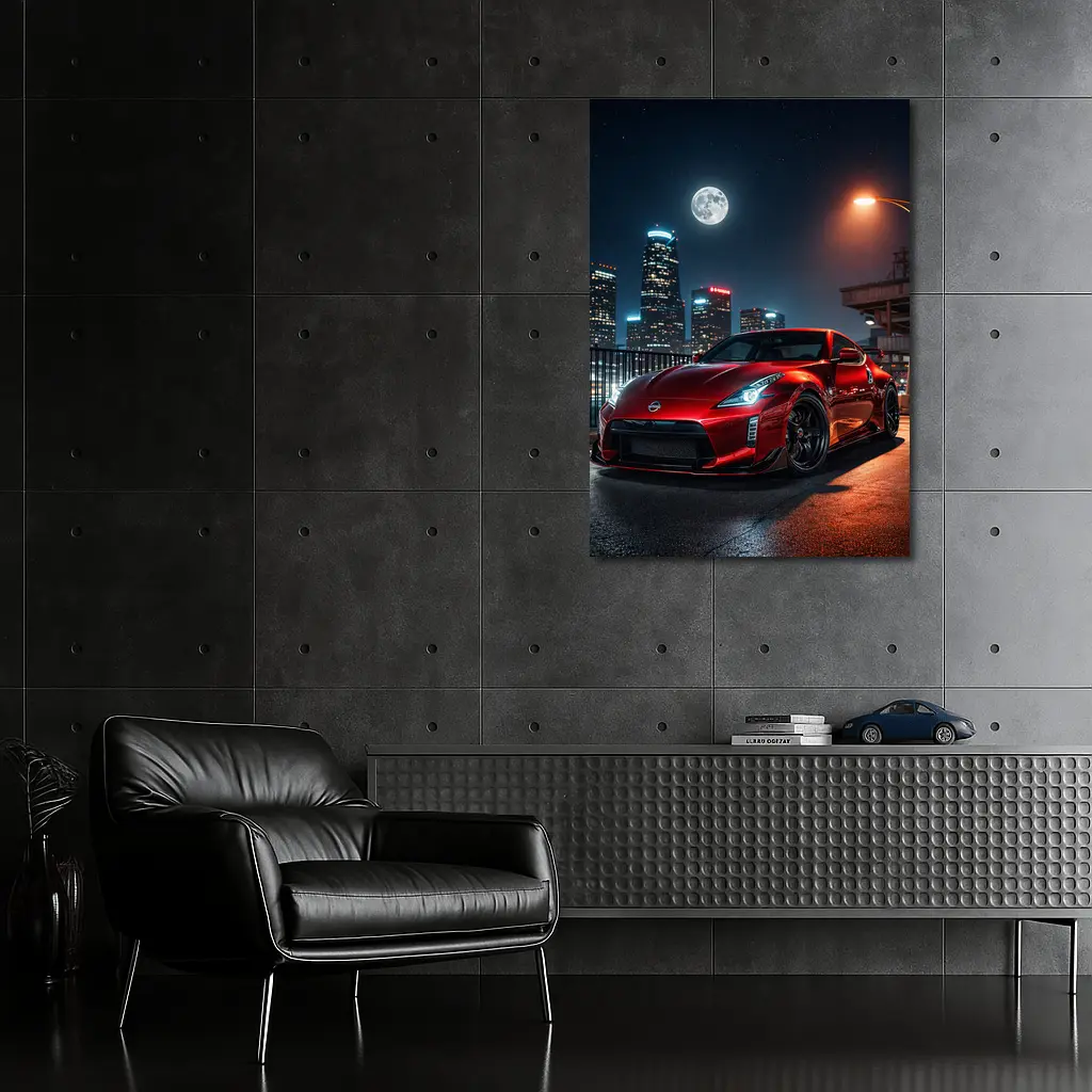 Nissan 370Z Red City Night Skyline – Wall Art