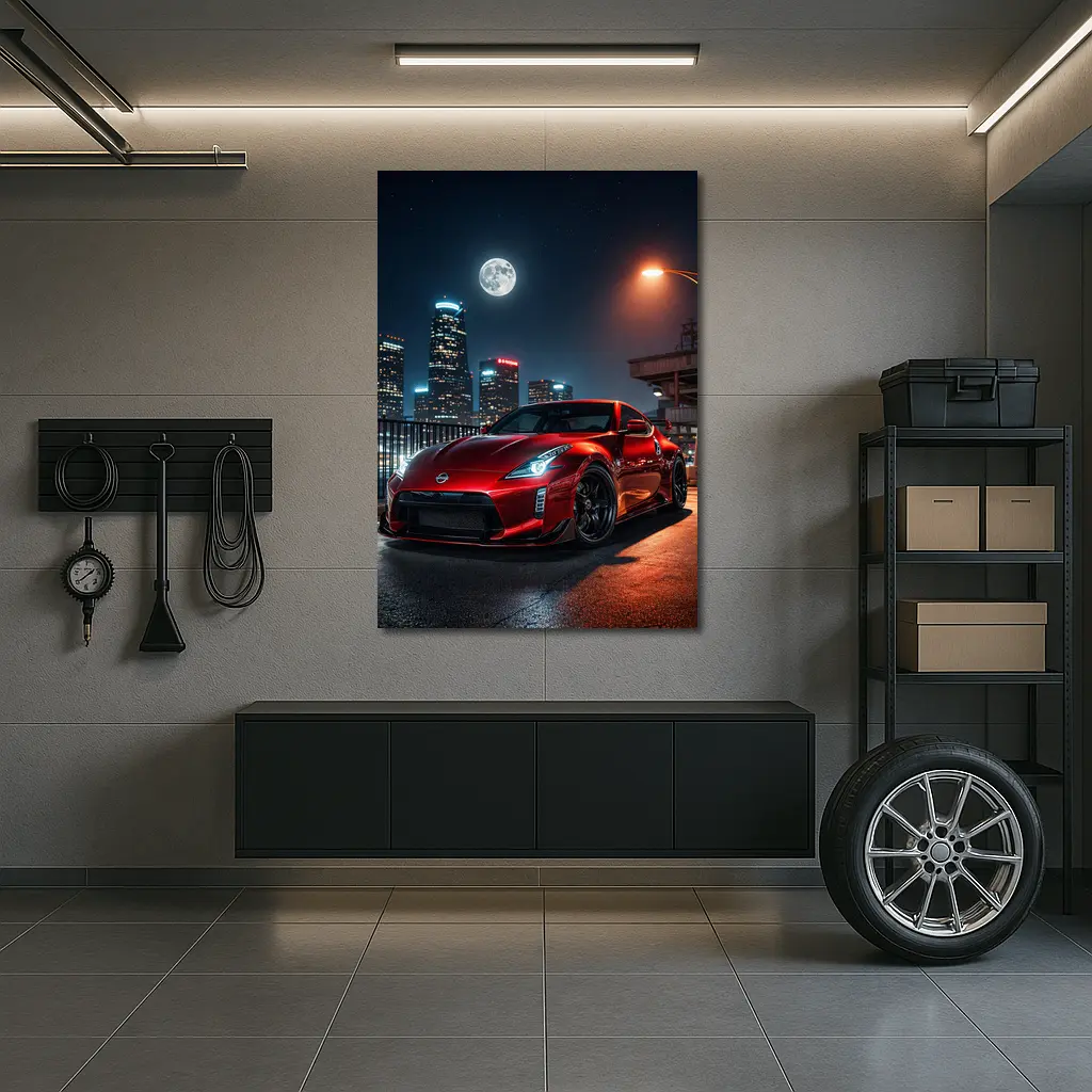 Nissan 370Z Red City Night Skyline – Wall Art