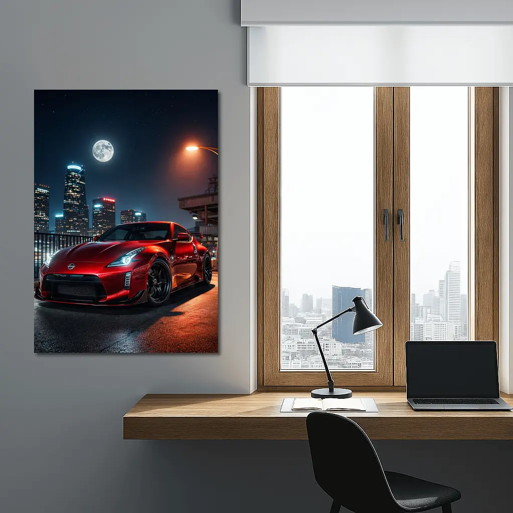 Nissan 370Z Red City Night Skyline – Wall Art